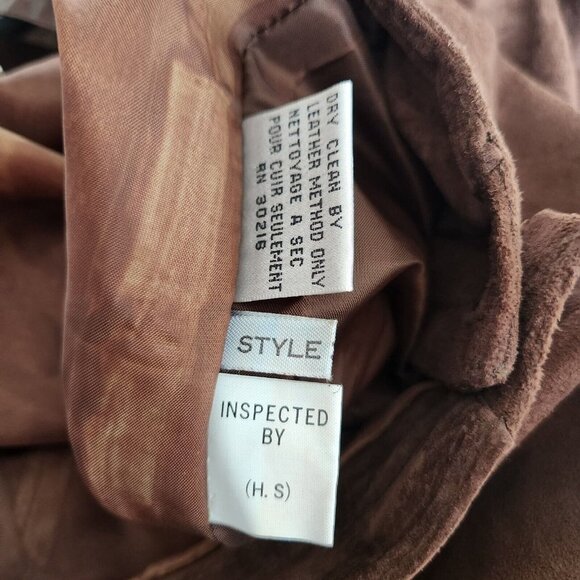 100% Suede Leather Maxi Skirt Size 11/12 W31 Midi Brown Southwest Western Button - Picture 15 of 16